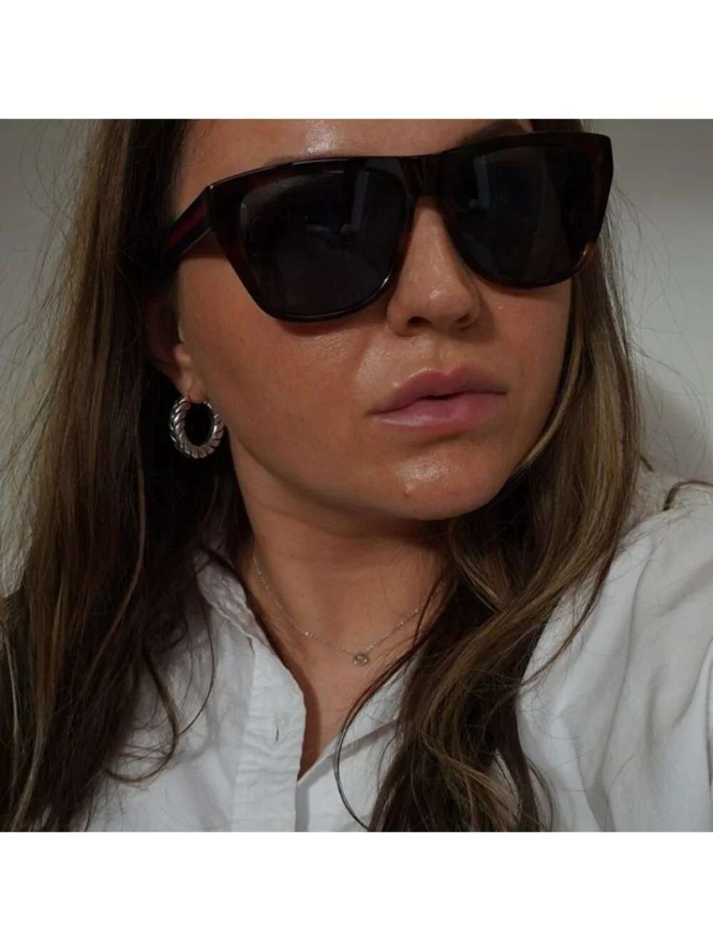 Gucci GG0926S 001 Sunglasses Havana Square Frame, Blue Lenses
